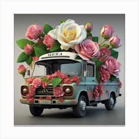 Mercedes Benz Flower Truck Canvas Print