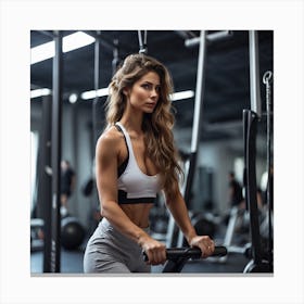 Beautiful Woman In Gym Canvas Print