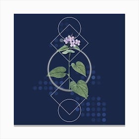 Vintage Morning Glory Flower Botanical with Geometric Line Motif and Dot Pattern n.0399 Canvas Print