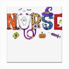 Halloween Nurse Nursing Cute Health Worker Ghost Pumpkin Canvas Print