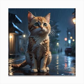 Cat In The Rain 1 Canvas Print