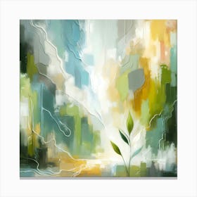 Abstract Botanical Brushstrokes, An Artistic Interpretation of Growth and Light Canvas Print
