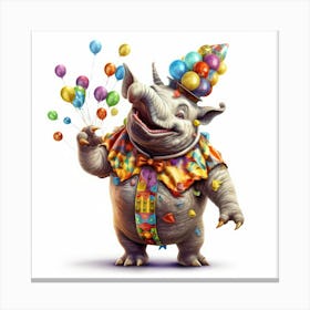 Rhino In A Clown Costume Canvas Print