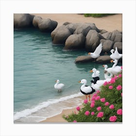 Birds On The Beach Canvas Print