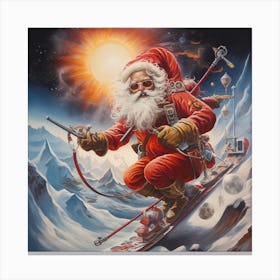 Santa Claus On Skis 1 Canvas Print