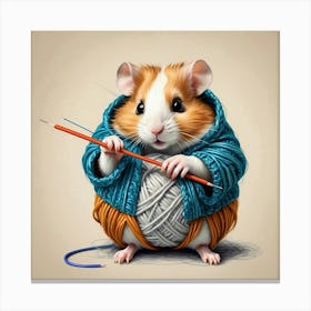 Hamster Knitting 4 Canvas Print