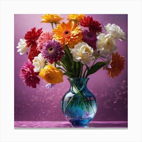 Colorful Flowers In A Vase 22 Canvas Print