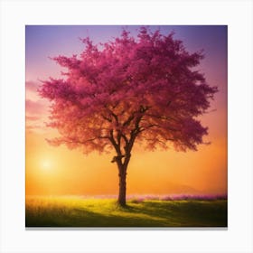 Tree At Sunset Canvas Print