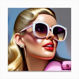 Pop art, textured canvas, limited, Retro Hollywood "plastic" 1/10 Women In Sunglasses Canvas Print