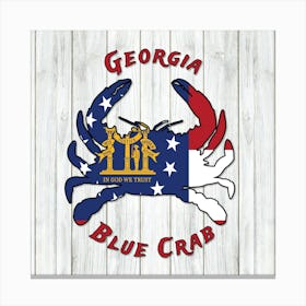 Georgia Blue Crab Flag On Wood Background Canvas Print