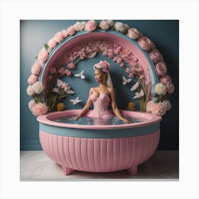 AI Barbie Bathing Canvas Print