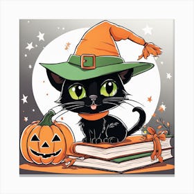 Cute Cat Halloween Pumpkin (32) Canvas Print