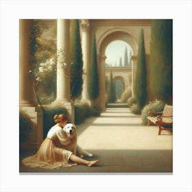 Woman And Her Dog Canvas Print