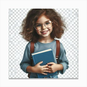 Little Girl Holding A Book 1 Canvas Print