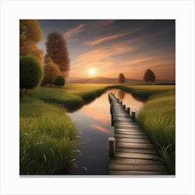 Sunset On The Bridge Canvas Print