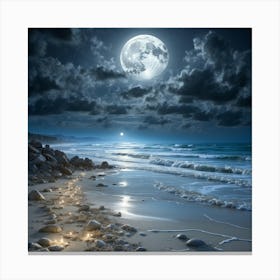 Full Moon On The Beach Canvas Print