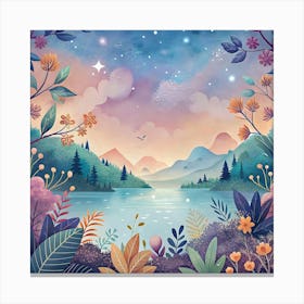 Landscape With Flowers And Trees 1 Canvas Print