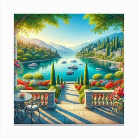 Garden By The Lake Canvas Print