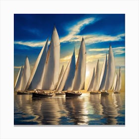 Tranquil Horizons Sailboats On A Serene Seascape (2) Canvas Print