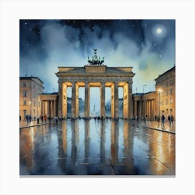 Old World Charm Brandenburg Gate At Night Canvas Print