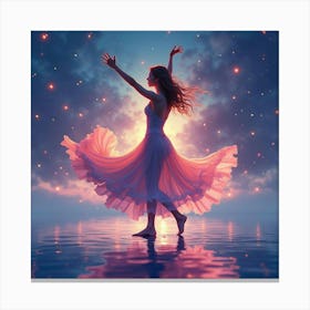 Fluid Dance In Watercolor With Sparkling Twilight Backdrop 1 Canvas Print