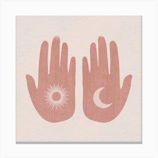Sun, Moon, Hands Canvas Print