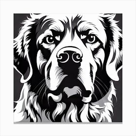 Golden Retriever, Black and white illustration, Dog drawing, Dog art, Animal illustration, Pet portrait, Realistic dog art Canvas Print