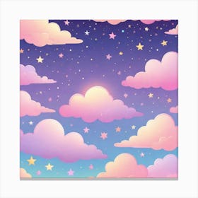 Sky With Twinkling Stars In Pastel Colors Square Composition 25 Canvas Print