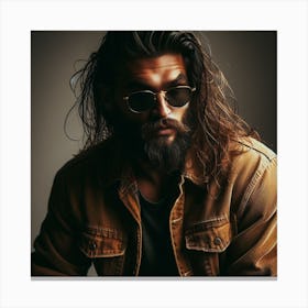 Bearded Man With Long Hair Canvas Print