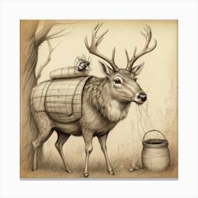 Deer With Bees Canvas Print