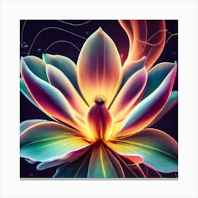 Silhouette of a fluorescent magnolia flower 4 Canvas Print