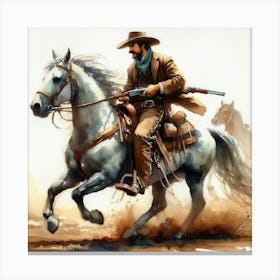 Cowboy On Horseback 1 Canvas Print