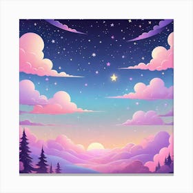 Sky With Twinkling Stars In Pastel Colors Square Composition 35 Canvas Print