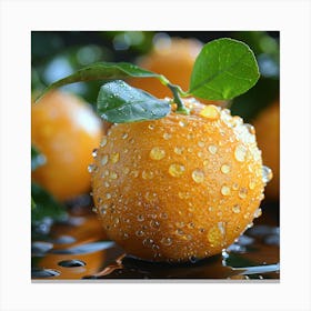 Water Drops On Oranges Canvas Print