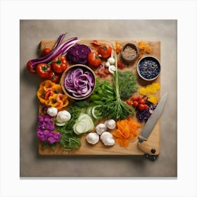 Cutting Board With Vegetables Canvas Print