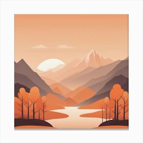 Misty mountains background in orange tone 74 Canvas Print