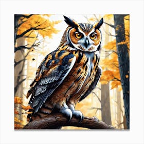 Owl In The Forest 211 Canvas Print