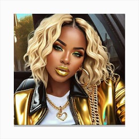 Gold Lips Canvas Print