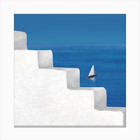 Sail Away Santorini Square Canvas Print