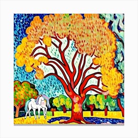 Unicorn Under The Tree Canvas Print