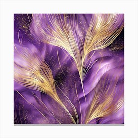 Purple And Gold Feathers 1 Canvas Print