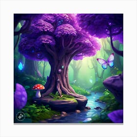 Purple Tree In The Forest Canvas Print