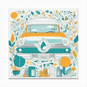 Vintage Car Illustration 1 Canvas Print