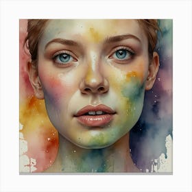 Watercolor Portrait Of A Girl 7 Canvas Print