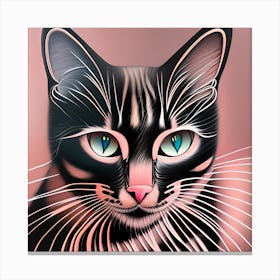 Pretty Black And Pink Cat Canvas Print