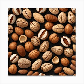 Nuts On Black Background 1 Canvas Print
