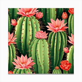 Pink Cactus Art Canvas Print