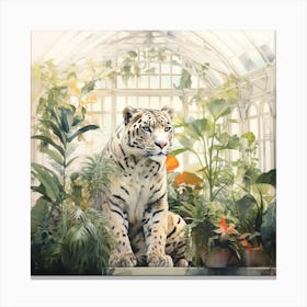 White Tiger In Greenhouse Canvas Print