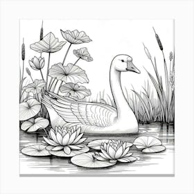 Line Art goose Canvas Print