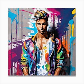 Man With Paint Splatters Canvas Print